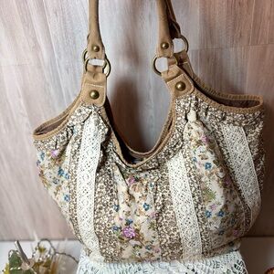 Floral Patchwork and Lace Shoulder Bag